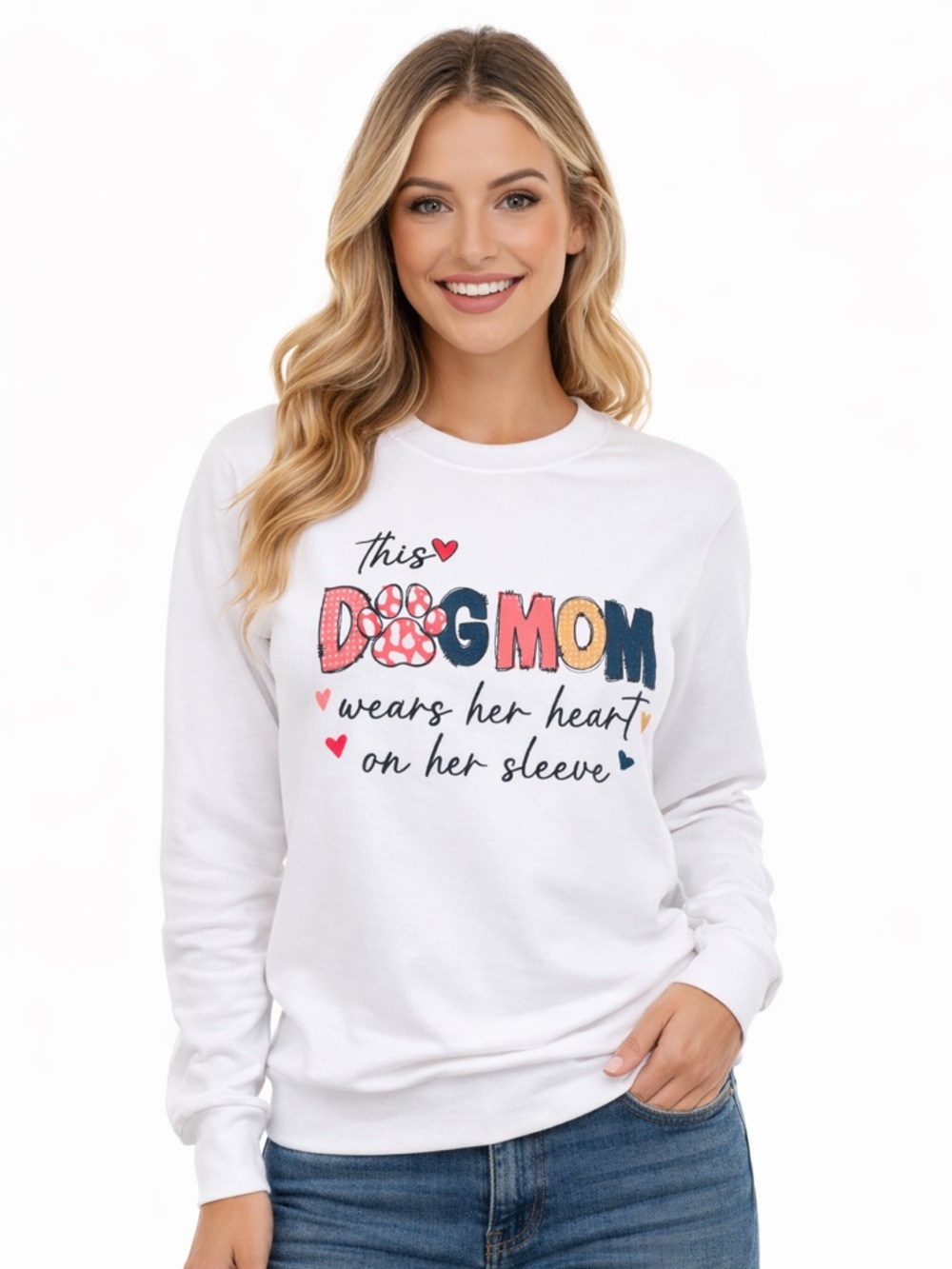 Dog Mom Graphic Sweatshirt - White